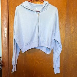 Light Blue Hollister Cropped Hoodie